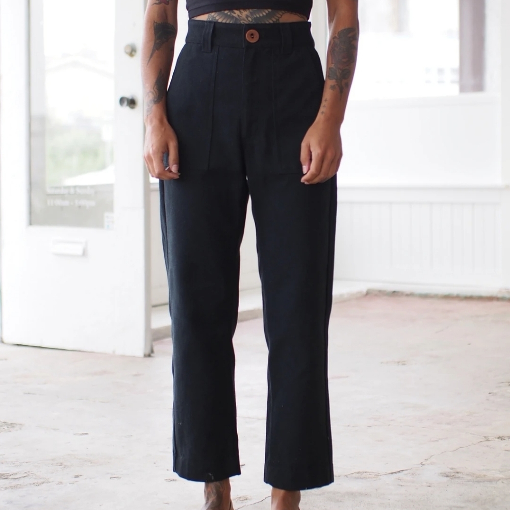 Beaton Linen Utility Pants Black Denim